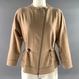 BRUNELLO CUCINELLI Size M Tan Cashmere Solid Moto Racer Jacket